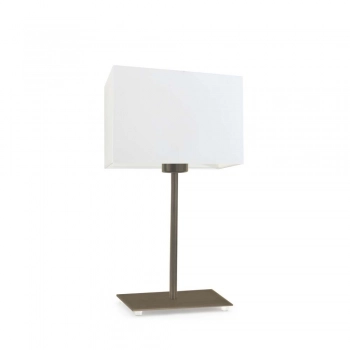Amalfi lampka stołowa 1xE27 abażur biały, stelaż (biały, czarny, srebrny, chrom, stal szczotkowana, stare złoto)