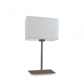 Amalfi lampka stołowa 1xE27 abażur jasny szary, stelaż (biały, czarny, srebrny, chrom, stal szczotkowana, stare złoto)