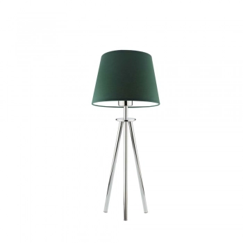 Bergen lampka stołowa 1xE27 abażur zielony, stelaż (biały, czarny, srebrny, chrom, stal szczotkowana, stare złoto) Lysne