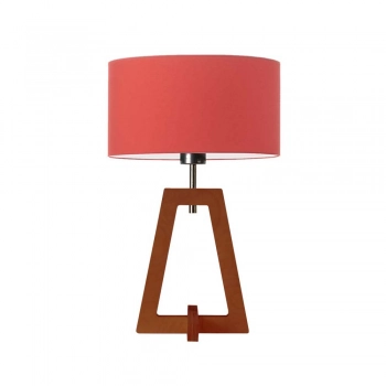 Clio lampka stołowa 1xE27 abażur czerwony, stelaż (biały, dąb, mahoń, popiel, heban)