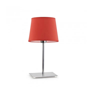 Genua lampka stołowa 1xE27 abażur czerwony, stelaż (biały, czarny, srebrny, chrom, stal szczotkowana, stare złoto)