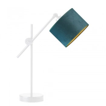 Lysne Mali Velur regulowana lampka stołowa E27 abażur zielono - złoty, stelaż biały