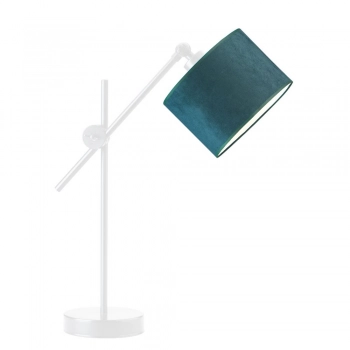 Lysne Mali Velur regulowana lampka stołowa E27 abażur zielony, stelaż biały