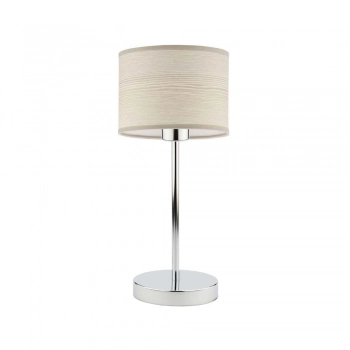 Lysne Nicea Eco lampka stołowa E27 abażur dąb bielony, stelaż chrom