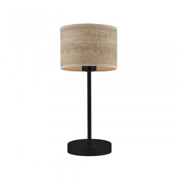 Lysne Nicea Eco lampka stołowa E27 abażur orzechowy, stelaż czarny