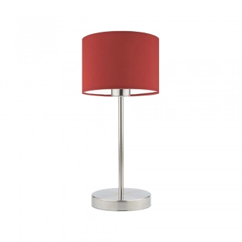 Nicea lampka stołowa 1xE27 abażur czerwony, stelaż (biały, czarny, srebrny, chrom, stal szczotkowana, stare złoto)