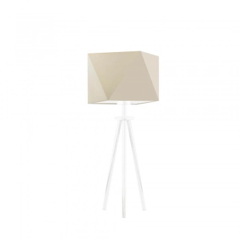 Lysne Soveto lampka stołowa E27 abażur ecru, stelaż biały