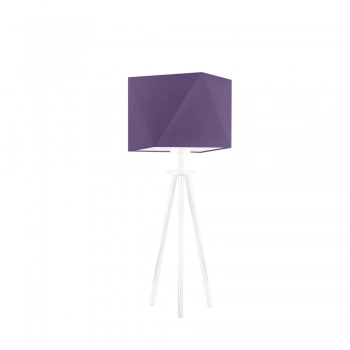 Lysne Soveto lampka stołowa E27 abażur fioletowy, stelaż biały