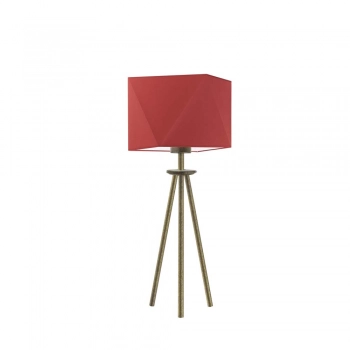 Lysne Soveto lampka stołowa E27 abażur czerwony, stelaż stare złoto