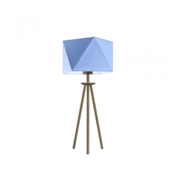 Lysne Soveto lampka stołowa E27 abażur niebieski, stelaż stare złoto