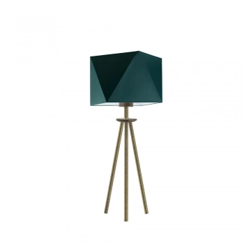 Lysne Soveto lampka stołowa E27 abażur zielony, stelaż stare złoto
