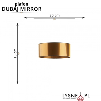 Dubaj Mirror 30cm lampa sufitowa E27 abażur miedziany, stelaż czarny