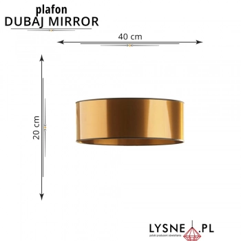Dubaj Mirror 40cm lampa sufitowa E27 abażur złoty, stelaż czarny