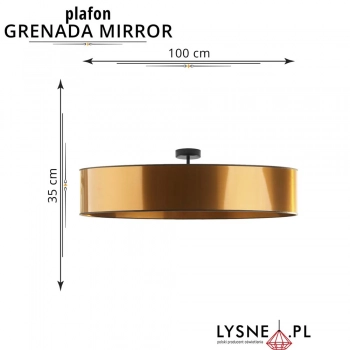 Grenada Mirror 100cm lampa sufitowa E27 abażur złoty, stelaż czarny