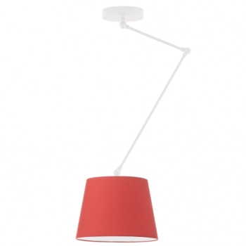 Lysne Juma lampa sufitowa E27 z regulowanym ramieniem abażur czerwony, stelaż biały