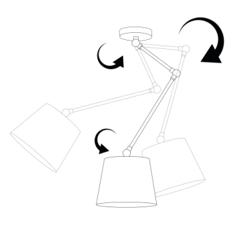 Juma lampa sufitowa E27 z regulowanym ramieniem, abażur granatowy, stelaż (biały, czarny, srebrny)