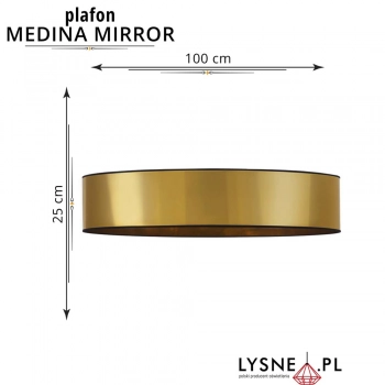 Medina Mirror 100cm lampa sufitowa E27 abażur złoty, stelaż czarny