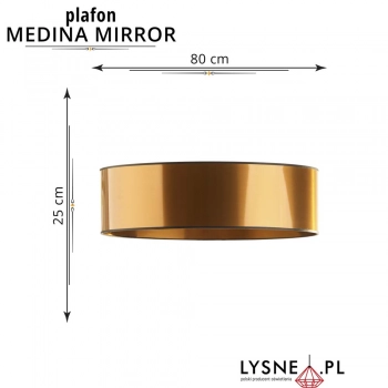Medina Mirror 80cm lampa sufitowa E27 abażur złoty, stelaż czarny