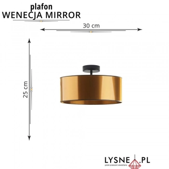 Wenecja Mirror 30cm lampa sufitowa E27 abażur miedziany, stelaż czarny