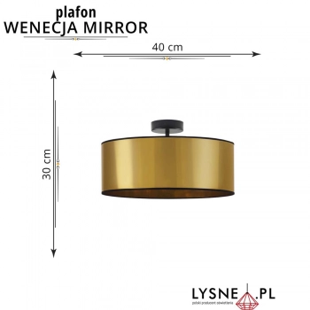 Wenecja Mirror 40cm lampa sufitowa E27 abażur złoty, stelaż czarny