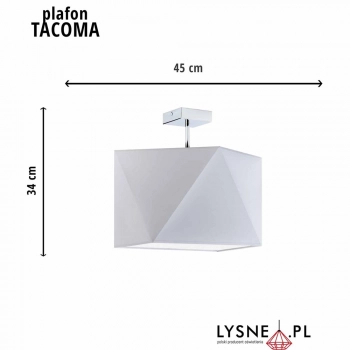 Tacoma lampa sufitowa 1xE27 abażur biały, stelaż (biały, czarny, chrom, stal szczotkowana, stare złoto)