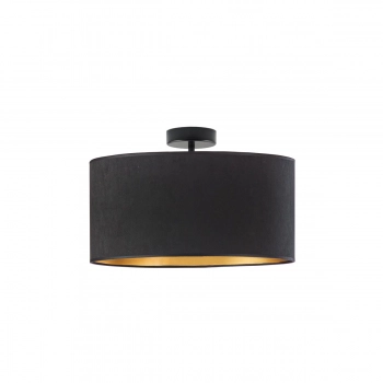 Lysne Wenecja Velur 40 cm lampa sufitowa E27 abażur czarno-złoty, stelaż czarny
