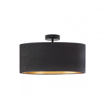 Lysne Wenecja Velur 50 cm lampa sufitowa E27 abażur czarno-złoty, stelaż czarny
