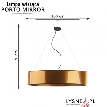 Porto Mirror 100cm lampa wisząca E27 abażur złoty, stelaż czarny