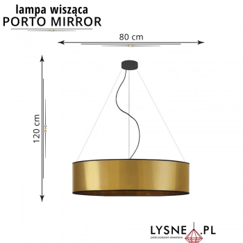 Porto Mirror 80cm lampa wisząca E27 abażur miedziany, stelaż czarny
