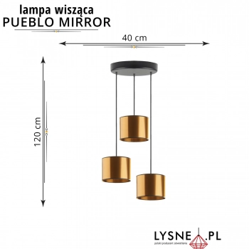 Pueblo Mirror lampa wisząca 3xE27 abażur złoty, stelaż czarny