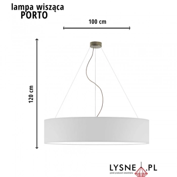 Porto 100cm lampa wisząca E27 abażur jasny fioletowy, stelaż (biały, czarny, chrom, stal szczotkowana, stare złoto)