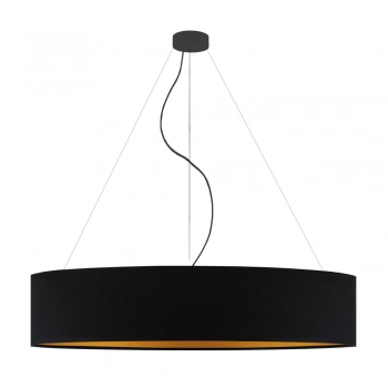 Porto 100cm lampa wisząca E27 abażur czarny złoty, stelaż (biały, czarny, chrom, stal szczotkowana, stare złoto) Lysne