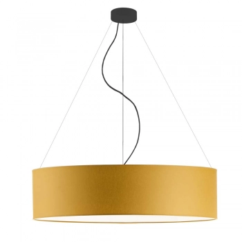Porto 80cm lampa wisząca E27 abażur musztardowy, stelaż (biały, czarny, chrom, stal szczotkowana, stare złoto) Lysne