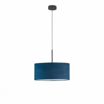 Lysne Sintra Velur 40 cm lampa wisząca E27 abażur granatowy, stelaż czarny