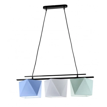 Malibu lampa wisząca 3xE27 abażur niebieski, stelaż (biały, czarny, srebrny)