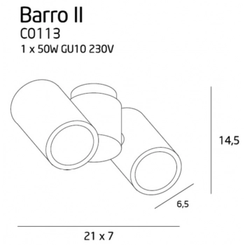 Barro II lampa sufitowa GU10 C0113 biała