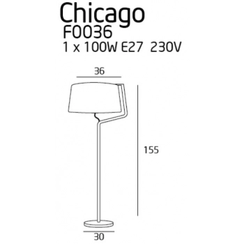 Chicago lampa podłogowa E27 F0036 czarna