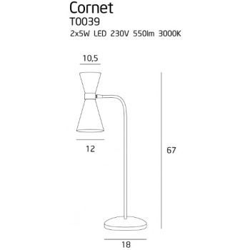 Cornet lampka stołowa LED 10W 550lm T0039 czarny, złoty
