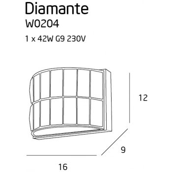 Diamante II kinkiet G9 W0204 chrom