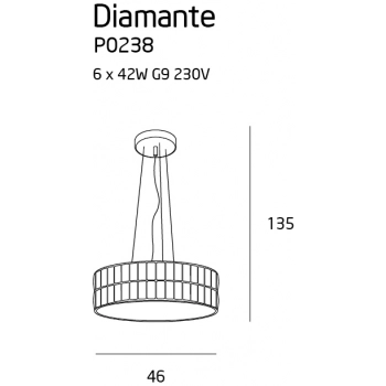 Diamante lampa wisząca duża G9 P0238 chrom