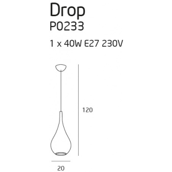 Drop lampa wisząca E27 P0233 czarna