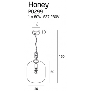 Honey Amber 30 lampa wisząca E27 P0299 czarna