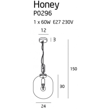 Honey Smoky 24 lampa wisząca E27 P0296 czarna