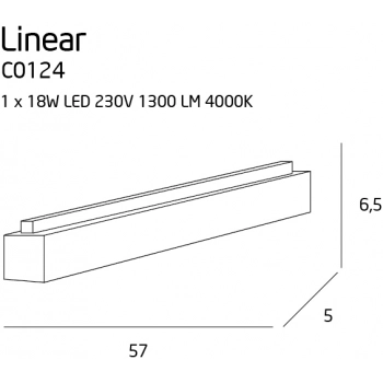 Linear lampa sufitowa mała LED 18W 1300lm C0124 biała
