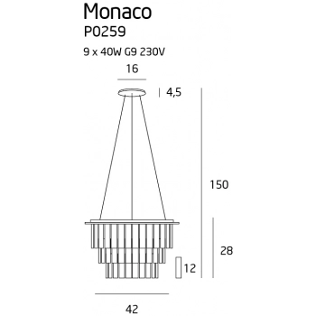 Monaco żyrandol G9 P0259 chrom