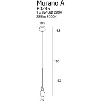 Murano A lampa wisząca LED 3W 285lm P0245 chrom
