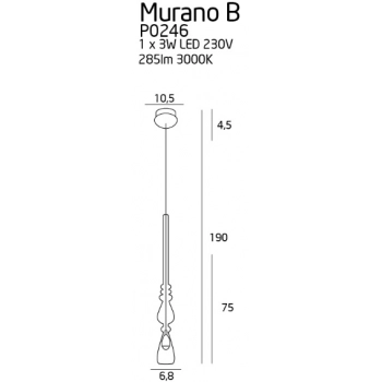 Murano B lampa wisząca LED 3W 285lm P0246 chrom