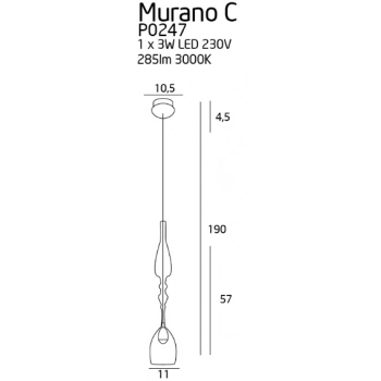 Murano C lampa wisząca LED 3W 285lm P0247 chrom