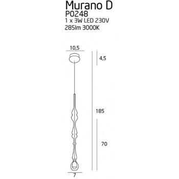 Murano D lampa wisząca LED 3W 285lm P0248 chrom