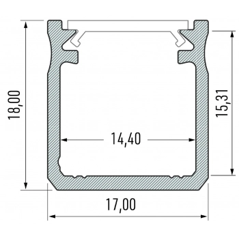 Profil aluminiowy czarny typ y 1m z kloszem mlecznym EKPR6336